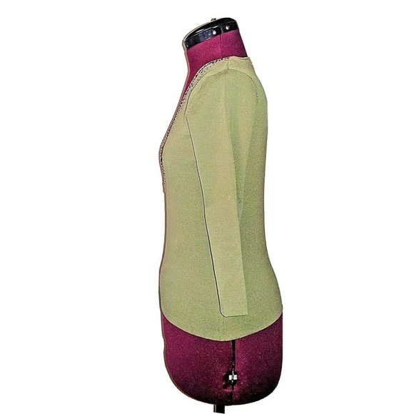 Sara & Lily Womens Top Size Small Green Long Sleeve V Neck Embellished - Picture 3 of 11